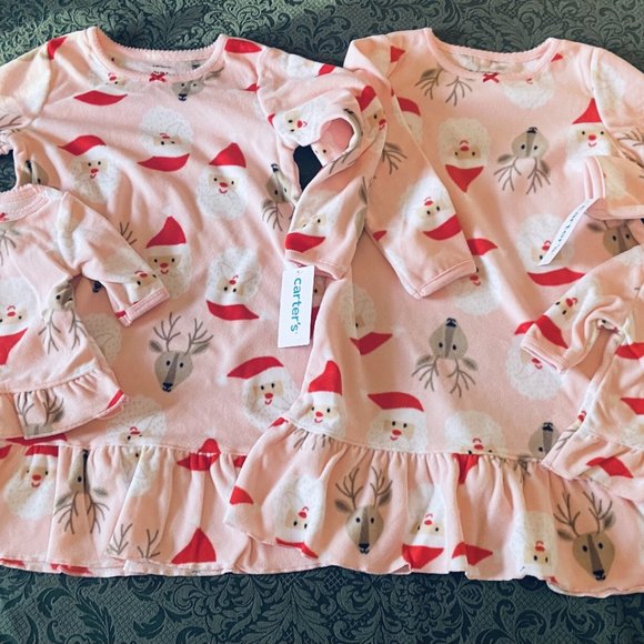 NWT carters doll kids TWIN matching nightgowns 2t